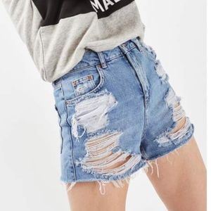 NEW Topshop jean shorts with rips
